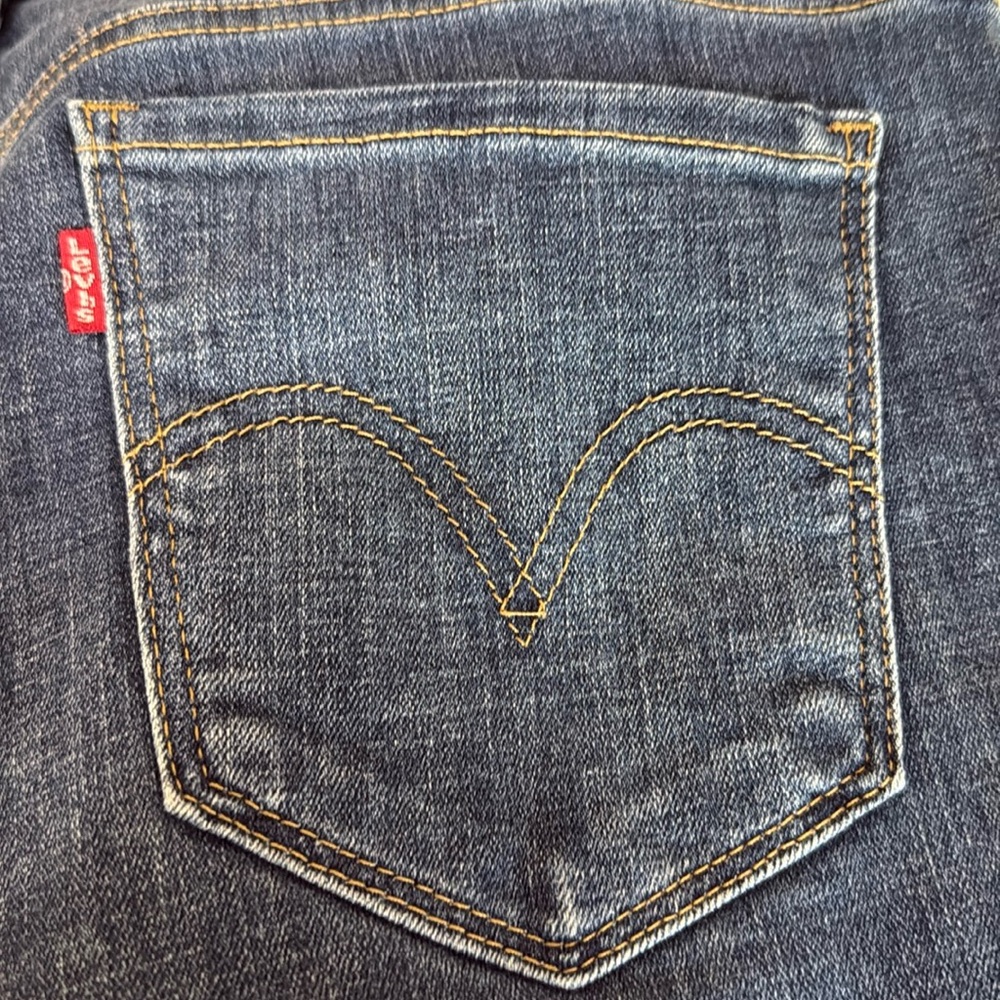 Levi's 505 Straight Medium Wash Stretchy Blue Jeans Women's 10L (W30 / L34) - Picture 6 of 9